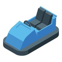 Blue bumper car standing still waiting for passengers on an amusement park ride vector