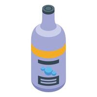 Purple bottle of shampoo or shower gel with bubbles on the label standing upright vector