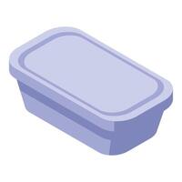 Closed rectangular plastic container with lid for food packaging isometric view vector