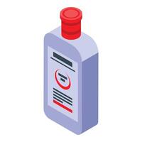 Plastic bottle with red cap isometric view containing cleaning product vector