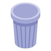 Purple trash can is standing open and waiting to collect garbage vector