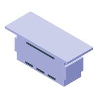 Modern minimalist office desk with drawers extending creating a shadow vector