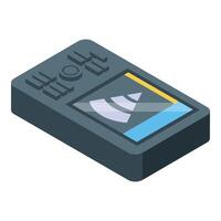 Portable gps navigator device showing location tracking with wifi symbol on screen vector