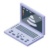 Ultrasound machine displaying image on screen for medical diagnosis vector