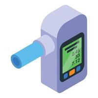 Digital glucometer measuring blood glucose level using blood sample from finger vector