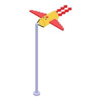 Yellow bird weather vane showing wind direction on pole vector
