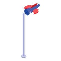 Blue and red windsock showing wind direction and strength vector