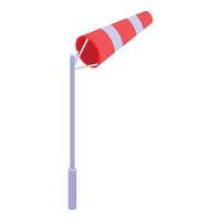Red and white windsock showing the wind blowing vector