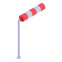 Red and white windsock is showing wind direction on airport vector