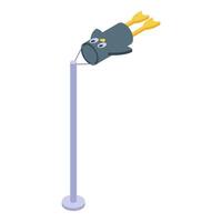 Black and yellow bird windsock flying on a windy day vector
