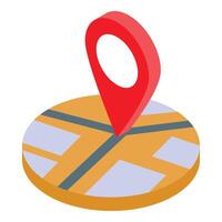 Isometric location pin marking destination on a city map vector