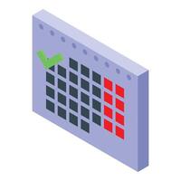 Isometric calendar showing weekends with check mark on monday vector
