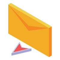 Yellow envelope sending email with red cursor arrow pointing on it vector