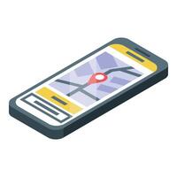 Smartphone showing city map with gps location pin and navigation app interface vector