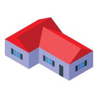 Isometric private house with red roof standing on white background vector