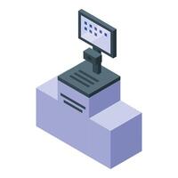Isometric pos terminal with blank screen displaying processing bar vector