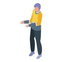 Young man is gesturing with his hands presenting something vector