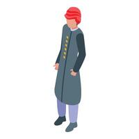 Indian man wearing traditional clothes is standing in isometric view vector