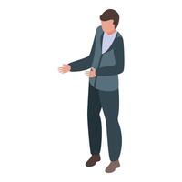 Businessman making a point during a presentation isometric illustration vector