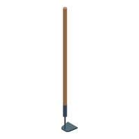 Garden hoe tool standing with wooden handle for digging soil in isometric view vector