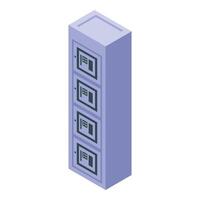 Server rack being used for data storage in datacenter by it engineer vector