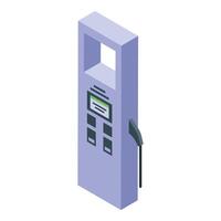 Electric vehicle charger station displaying payment information with credit card reader vector