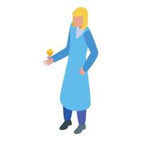 Scientist woman holding light bulb having idea for innovation project in the laboratory vector