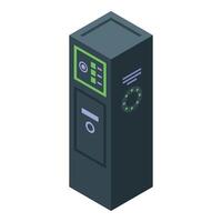 Modern parking meter is accepting coins for parking time vector