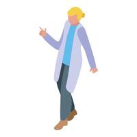 Female doctor explaining something while pointing with a finger isometric illustration vector