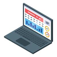 Laptop showing charts and data analysis software, concept of business intelligence and data analytics vector