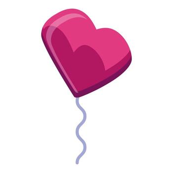 lustroso corazón conformado globo flotante con un ondulado cuerda vector