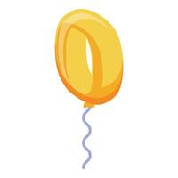 Yellow balloon floating with number zero for birthday party vector