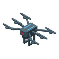 Modern powerful drone flying with rotating propellers isometric view vector