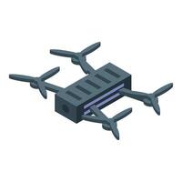 Modern drone flying with four propellers and camera vector
