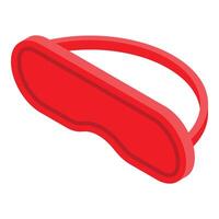 Red sleep mask isometric icon representing relaxation and wellbeing vector