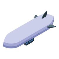 Modern passenger airship flying in clear sky with minimalist design vector