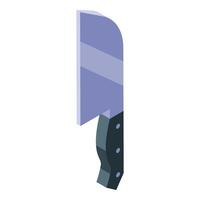 Large sharp meat cleaver knife pointing up isometric view vector