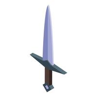 Sharp metal sword pointing up standing on guard position vector