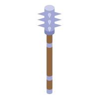 Medieval spiked mace weapon standing on white background vector