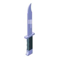Large sharp hunting knife isometric illustration vector