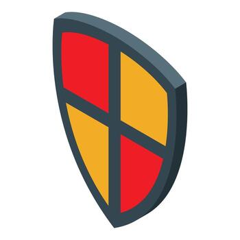 rojo y amarillo seguridad proteger Proporcionar robusto proteccion en isométrica ver vector