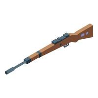 Hunting rifle isometric view with wooden stock and scope for hunting and shooting sports vector