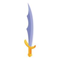 Isometric arab scimitar sword with golden hilt and sharp blade vector