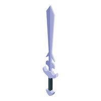 Isometric icon of a medieval fantasy sword standing upright vector