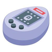 Electronic pet game showing a sleeping digital animal on its screen vector