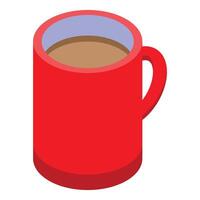 Red mug containing coffee with cream isometric illustration vector