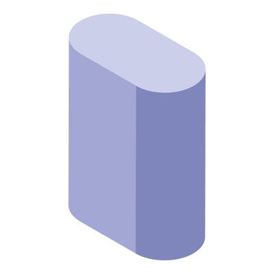 Pastel purple cylinder shape standing on white background