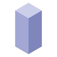 Minimalist light purple rectangular cube standing isolated on white background vector