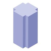 Purple rectangular cuboid shape standing vertically with extruded top vector
