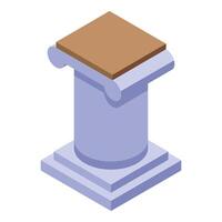 Antique column standing tall with ornate base and smooth top surface in isometric view vector
